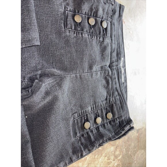 Zara Trouser Pants Womens Medium Black Canvas Stretch High Rise Straight Leg - Picture 7 of 10